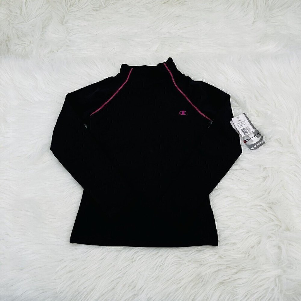 NWT Champion Cold Gear Performance Top Girls Medium Black Mock Neck Long Sleeve